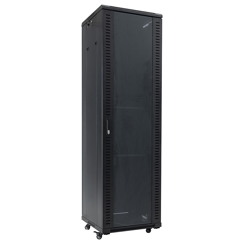 Gabinete Rack para Servidores Puerta Simple Frontal de Vidrio/Puerta Simple Ciega Trasera 18U-42U Negro