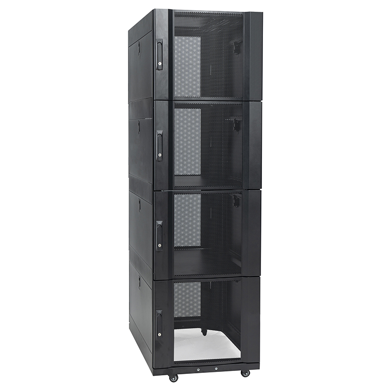 Rack de 4 Compartimentos Gabinete con Puerta Perforada en Negro 42U 47U